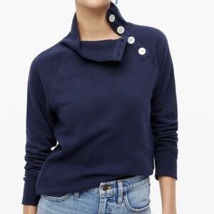 New J.Crew Button Cowl Neck Fleece Long Sleeve Comfy Pullover Sweater Casual M